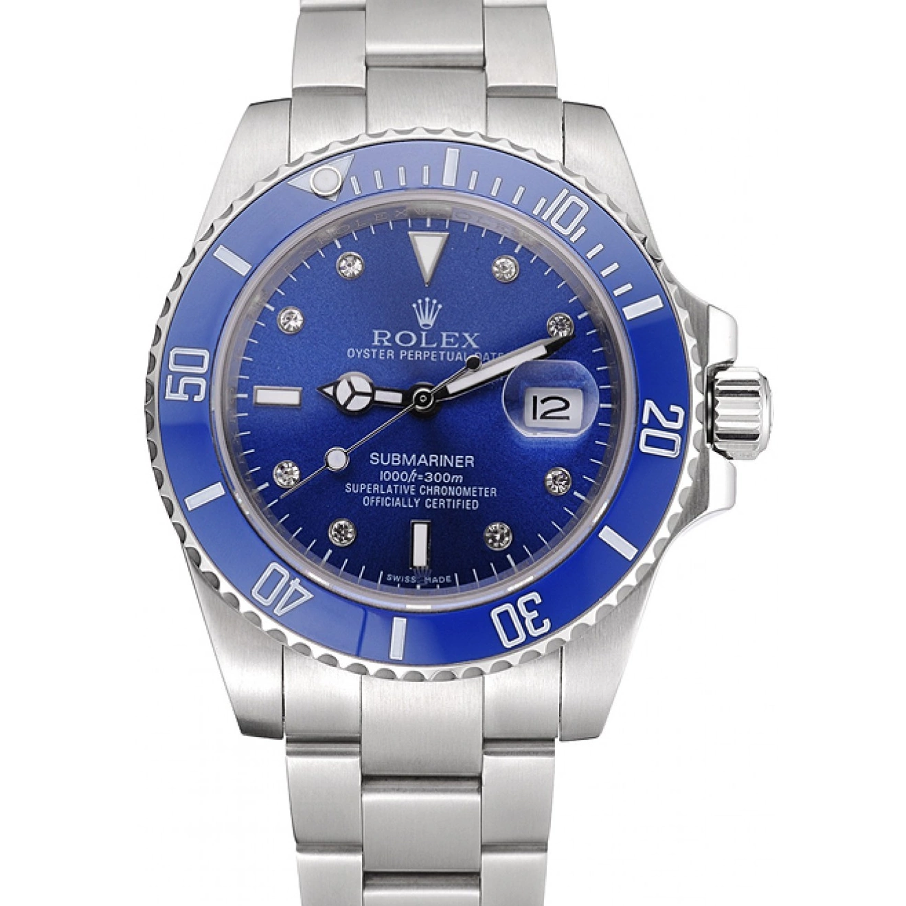 Best AAA Replica Sites Stainless Stainless Blue Steel Diamond Case Submariner Dial Steel Rolex Bracelet Markers 622638 0707